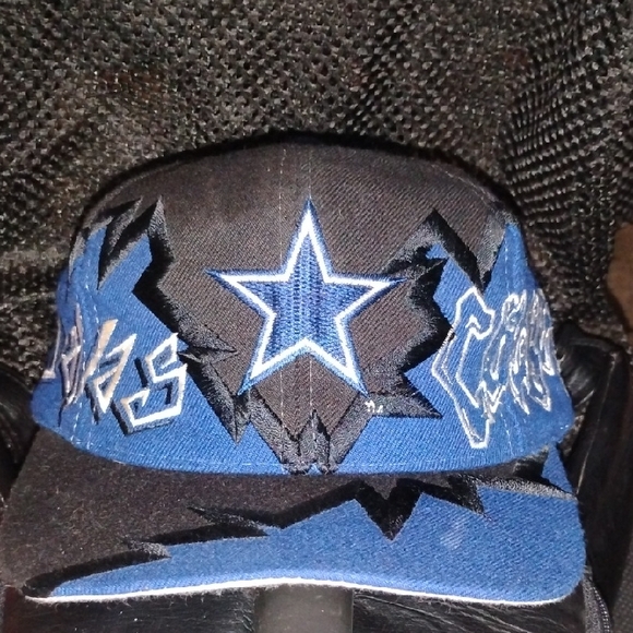 Rare 90s Drew Pearson Dallas Cowboys Shockwave Jagged Edge Graffiti Hat Snapback - Picture 1 of 8